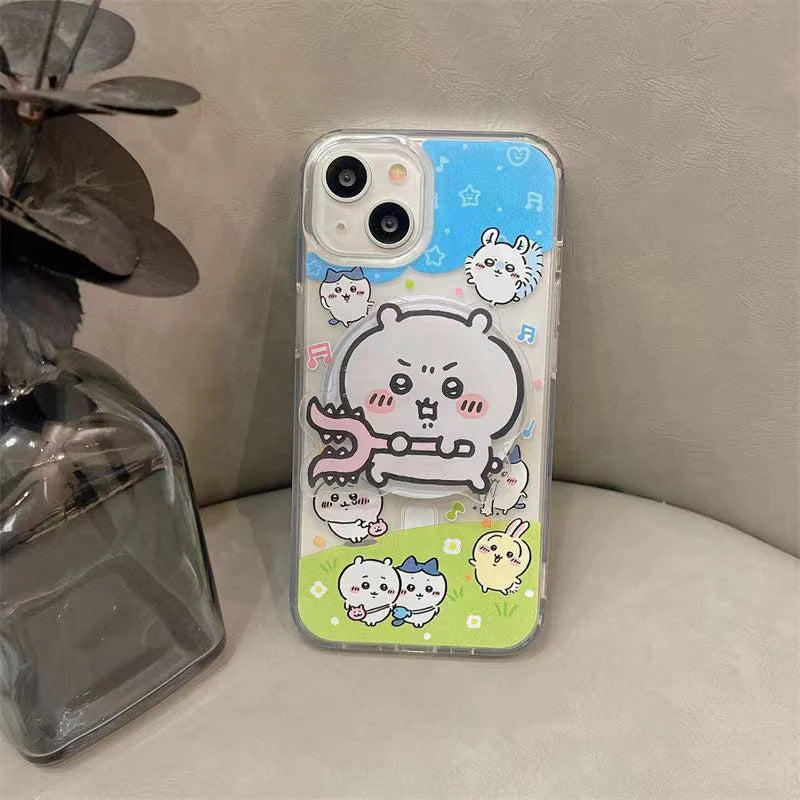 Chikawas Cartoon Mobile Phone Holder Magnetic ハチワレ うさぎ for IPhone Wireless Charging Box Holder Cute Decoration