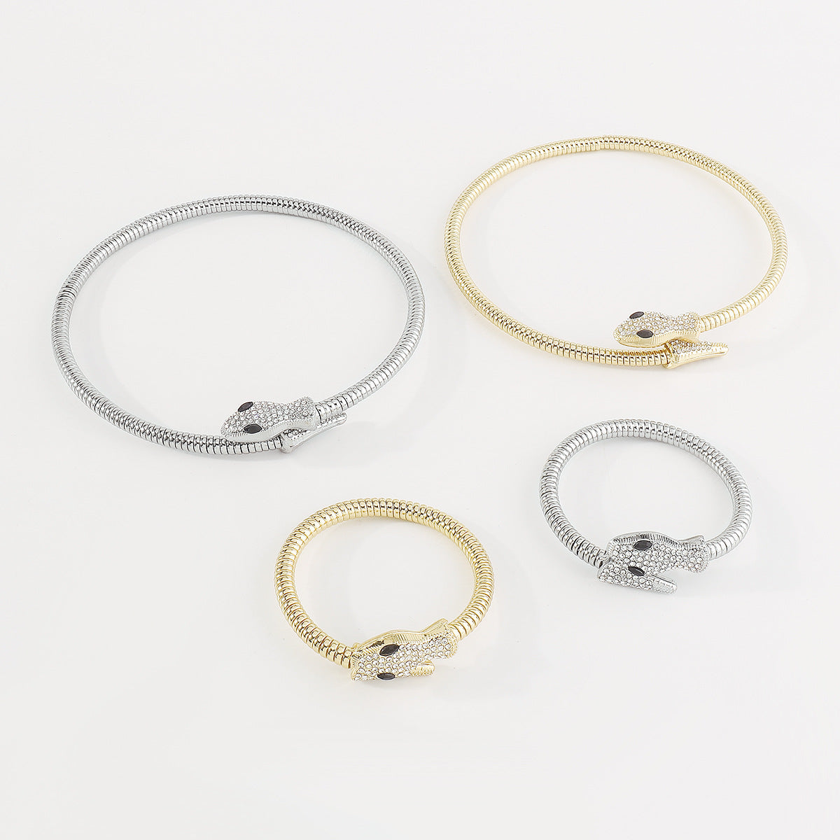 Exaggerated Snake Necklace Punk Personality Hip-Hop Style Necklace Trendy Cool Street Style Show Micro-Inlaid Choker