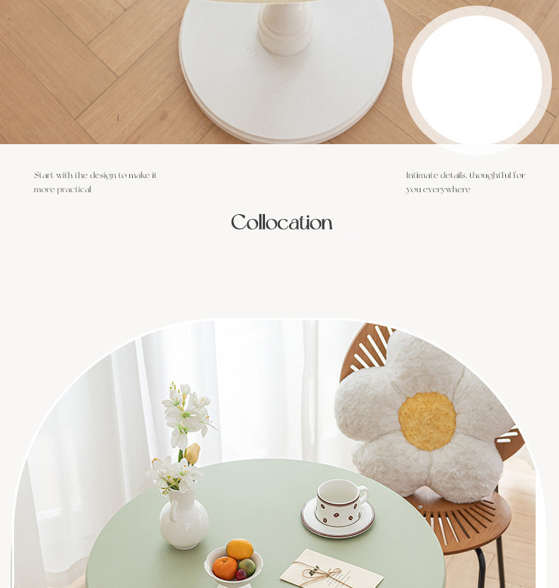 All-inclusive Stretch Household Dining Table Set Leather Non-washable Round Table Set Simple Solid Color Round Leather Cover Dustproof Non-slip