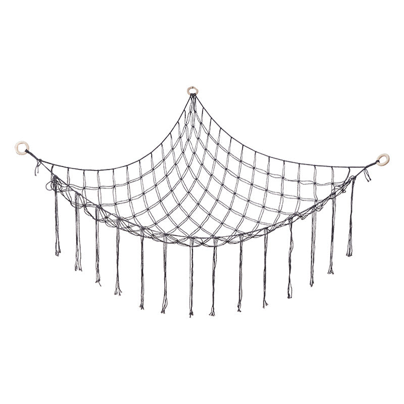 Handwoven Children's Room Corner Toy Storage Hammock Bedroom Decoration Triangle Plush Toy Storage Net