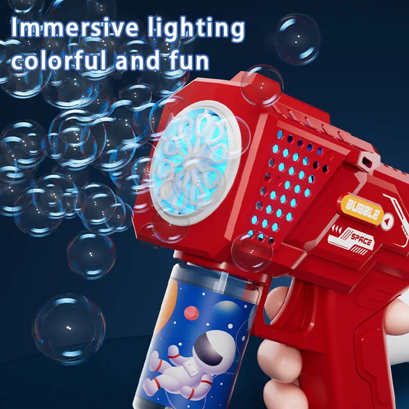 10 hole automatic bubble machine toy children's handheld space bubble gun electric light without battery bubble water