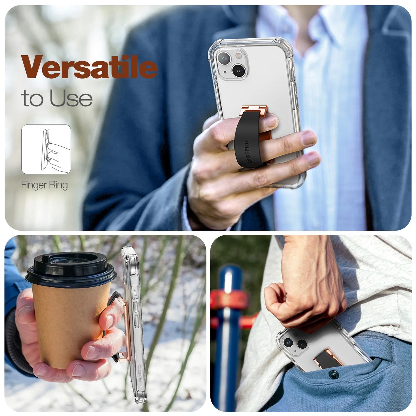 Portable Phone Strap Grip Holder Finger Cell Grip Telescopic Phone Finger Strap Stand Adhesive Loop Universal Finger Kickstand