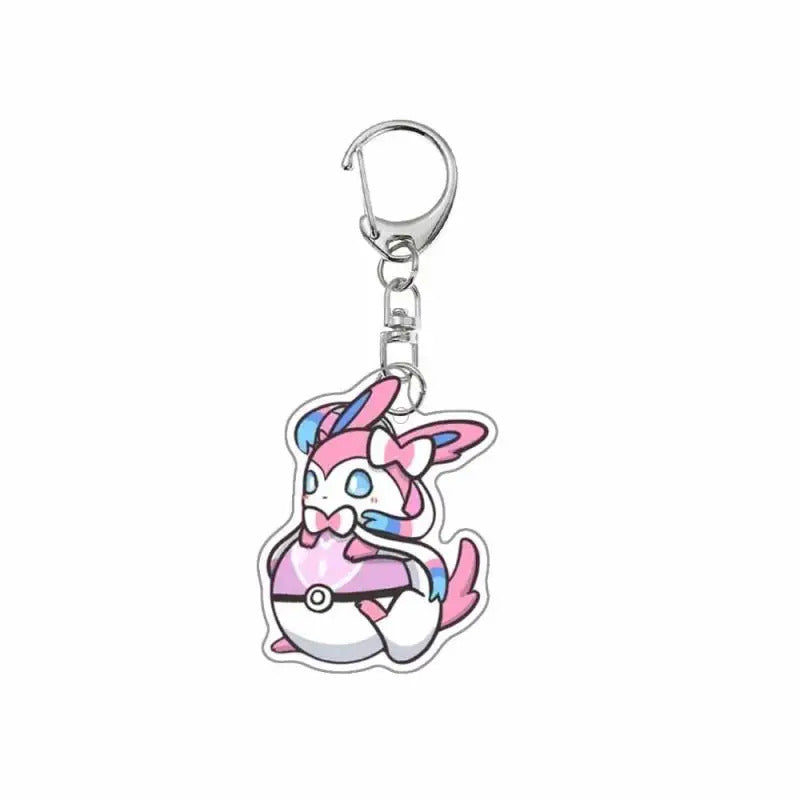 Pokemon Anime Cartoon Acrylic Keychain Eevee Vaporeon Jolteon Flareon Sylveon Espeon Glaceon Leafeon Umbreon Key Chain Pendant