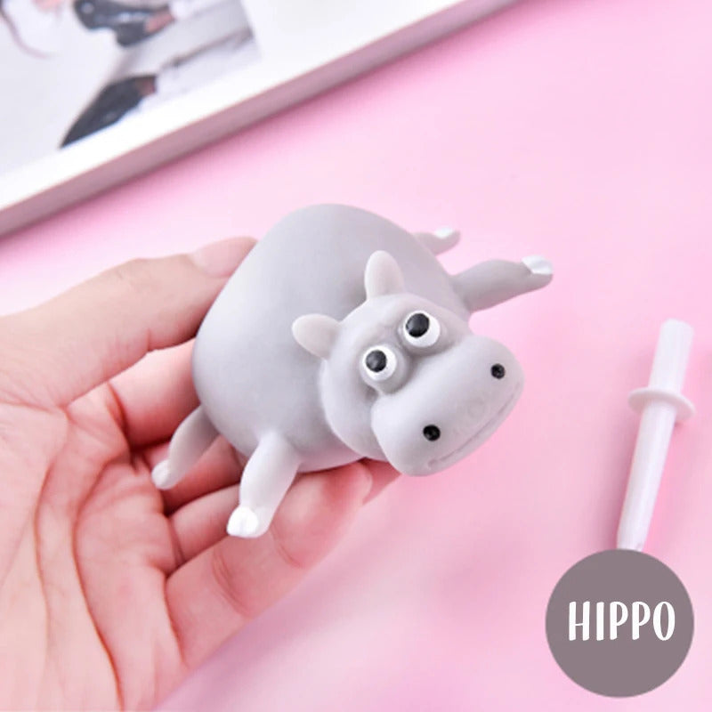 Creative soft rubber inflatable chicken hippo pop up animal blow Balloon animal Stress Relief squeeze toy prank gift