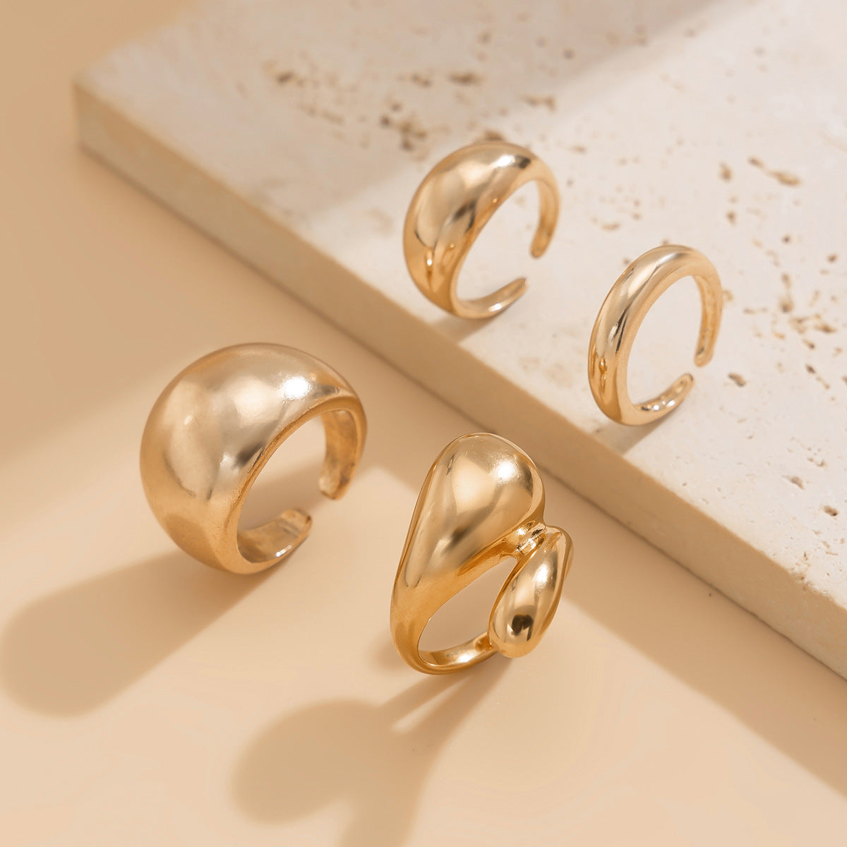Ins Minimalist Style Trendy Exaggerated Mirror Versatile Ring Personality Alloy Hugging Ring