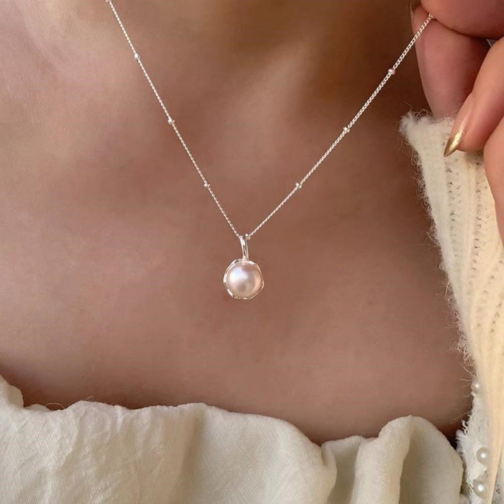 Li Luo New S925Sterling Silver Pearl Necklace Accessory for Women, Non-Fading, High-End Feel, Versatile Spring/Summer Clavicle Chain Wholesale