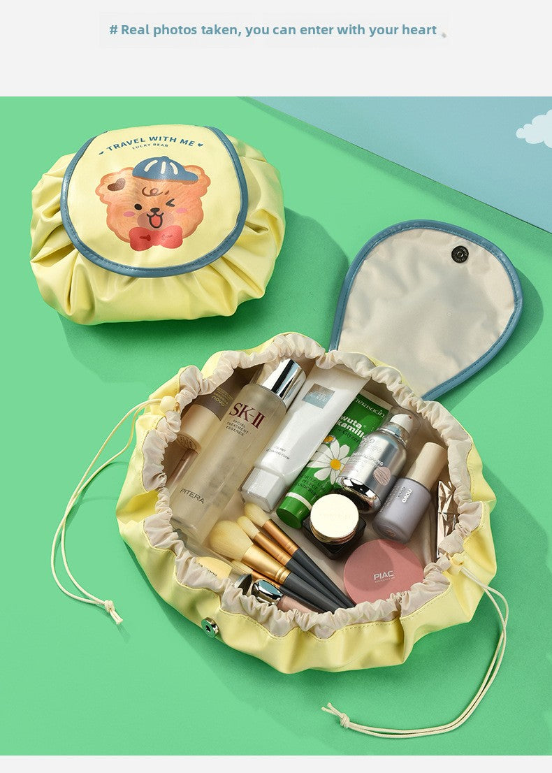 Cute and Lazy Cosmetic Bag Drawstring Bag Large Capacity Portable Cord-Pull Bag Drawstring Skin Care Products Buggy Bag Wash Bag
