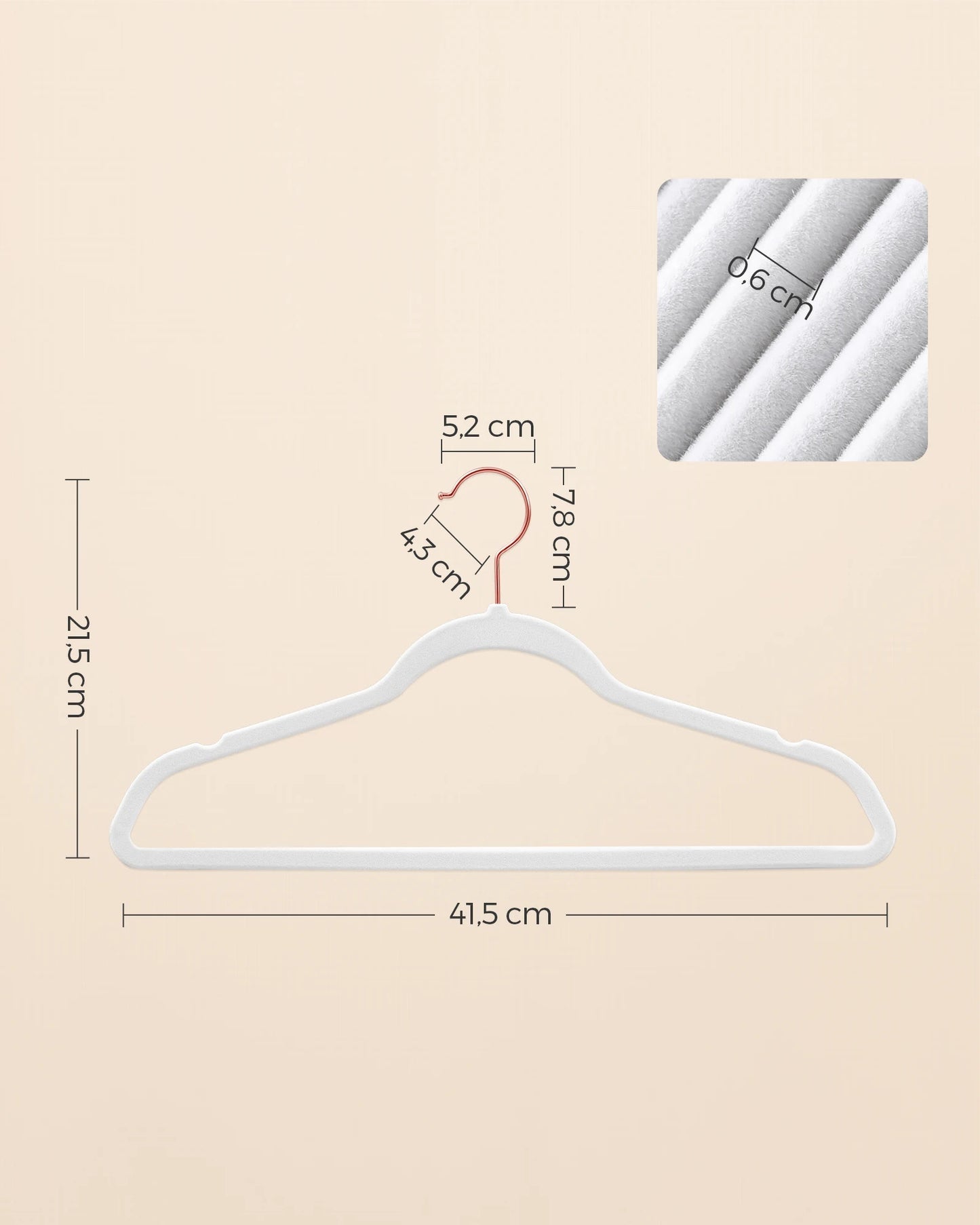 SONGMICSHOME Velvet Hangers 50 Pack, Non-Slip Hangers with Rose Gold-Colored Swivel Hooks, Slim Space-Saving Hangers