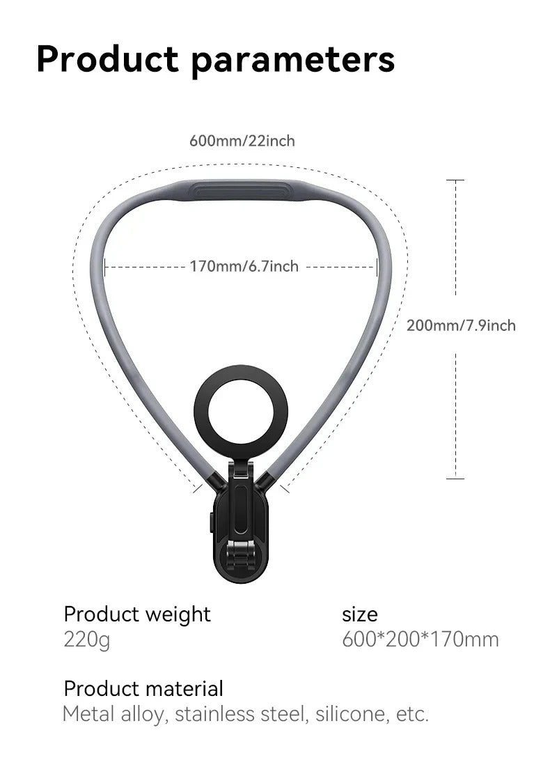 Neck Strap Lazy Bracket 360 Rotating Magnetic Phone Holder Portable Hands-Free Phone Clip Strong Magnet Comfortable Phone Mount
