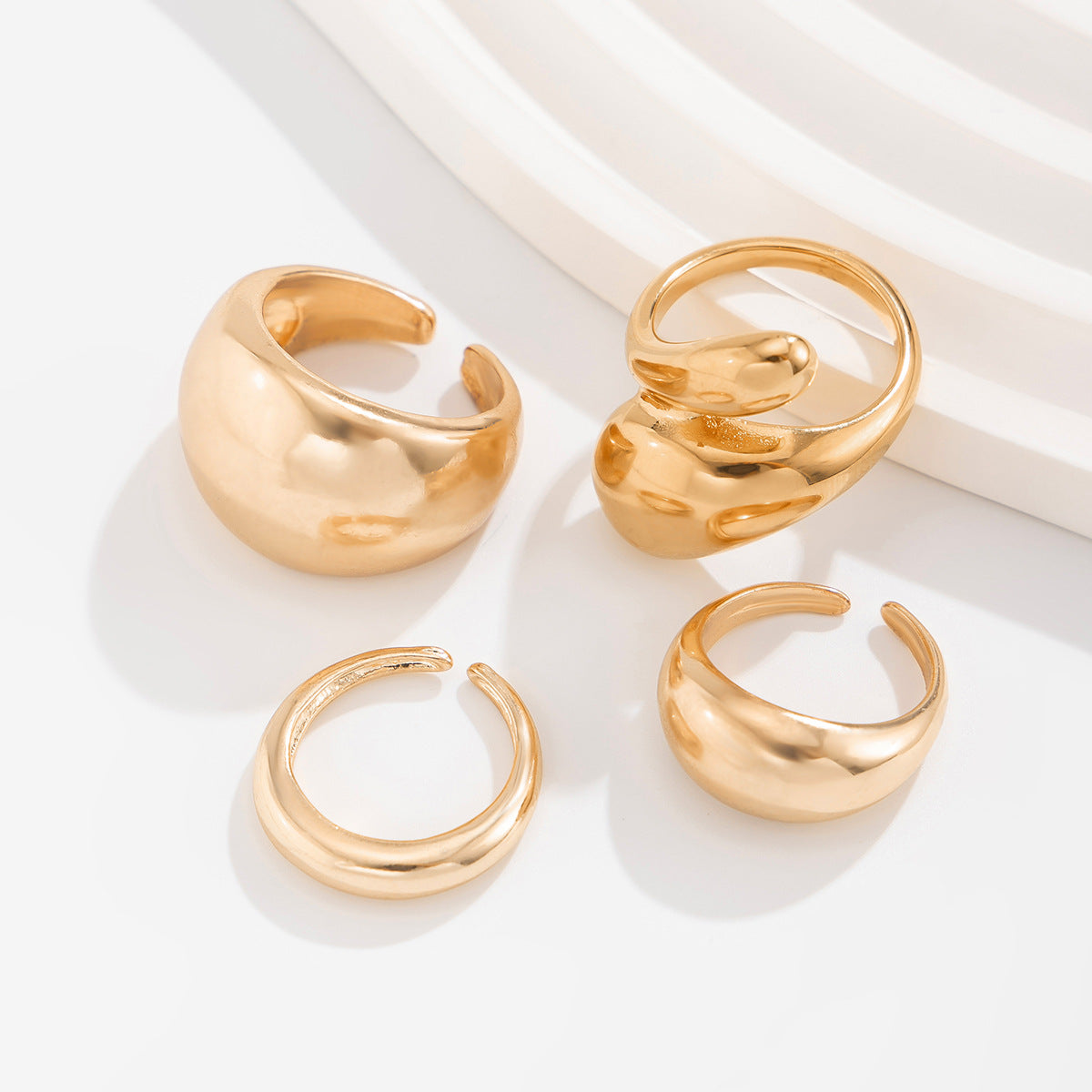 Ins Minimalist Style Trendy Exaggerated Mirror Versatile Ring Personality Alloy Hugging Ring