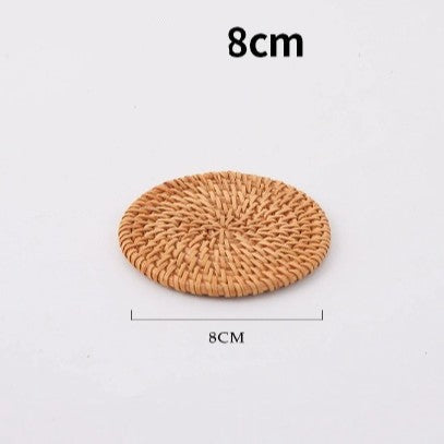 In Stock Vietnam Rattan Coaster Handmade Round Tabletop Tea Coaster Autumn Rattan Dining Table Western Food Mat Heat Insulation Tea Set Accessories