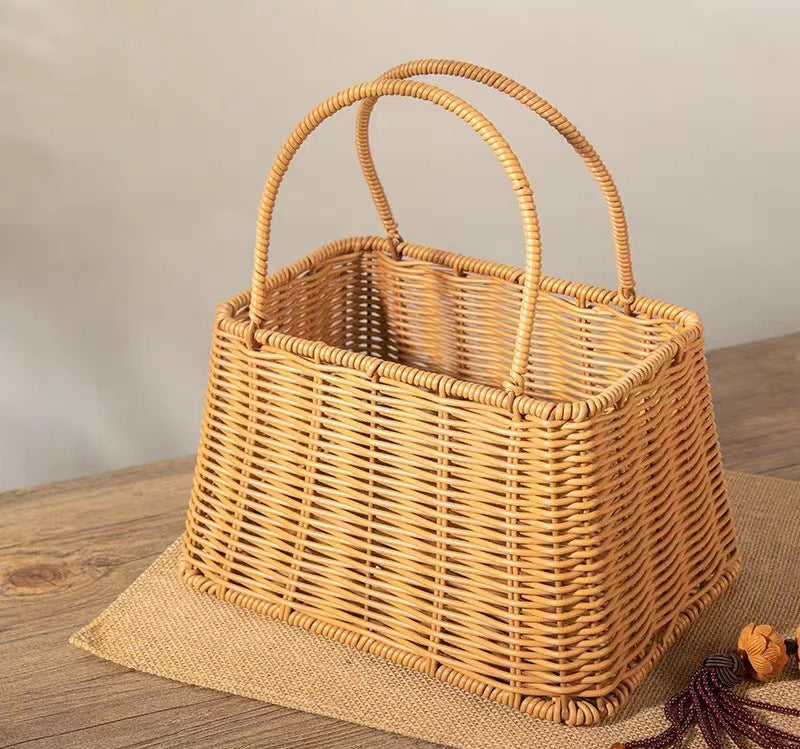 New Gift Hat Flower Basket Fresh Flower Bouquet Flower Arrangement Handheld Basket Handmade Creative Gift DIY Floral Art Materials Woven Flower Basket