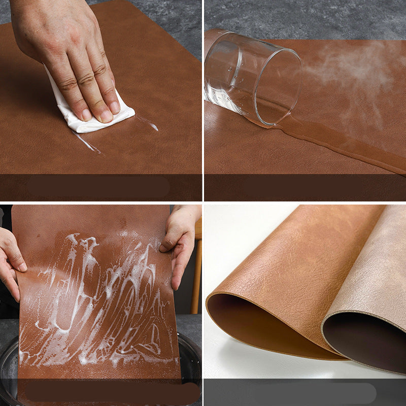 Chinese Style Household Leather Placemat Hotel Restaurant Fan-shaped Western Placemat European Cowhide Pattern Heat-resistant Dining Table Mat