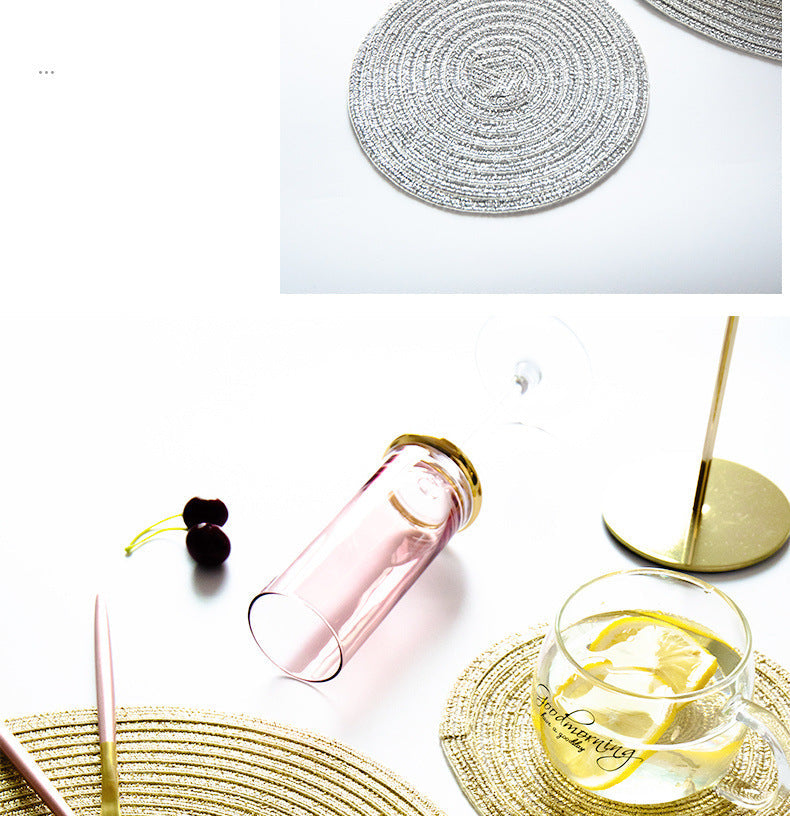 Placemat Woven Coaster Heat Insulation Mat Ins Feng Shui Kettle Mat Household Anti-scalding Dish Plate Bowl Mat Western Dining Table Mat