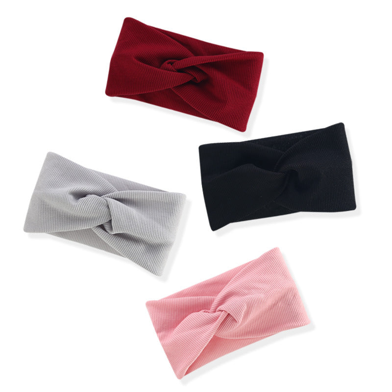 Bohemian Sports Wide Headband Foreign Trade Style Ribbed Cotton Cross Yoga Sports Elastic Headband