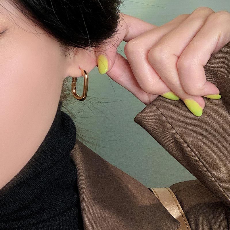 Metal Big Circle Earrings Women's Hong Kong Fashion Women's Ear Jewelry S925 Silver Needle