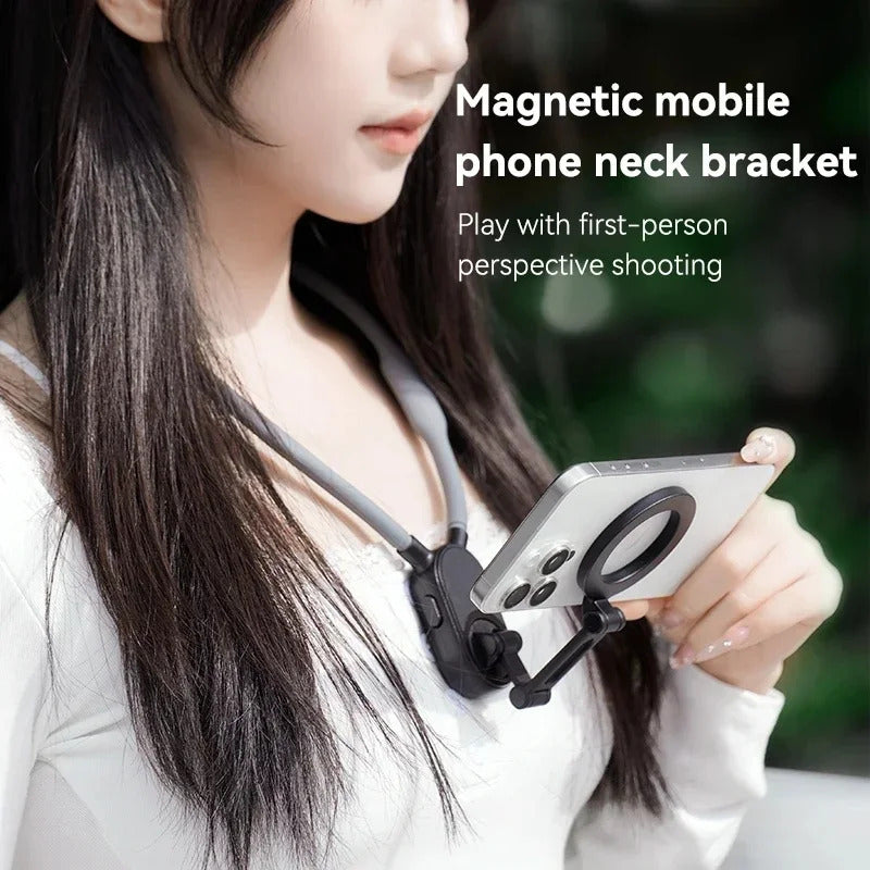 Neck Strap Lazy Bracket 360 Rotating Magnetic Phone Holder Portable Hands-Free Phone Clip Strong Magnet Comfortable Phone Mount