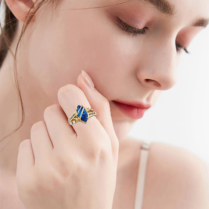 Memorial Ring Silver Copper Gold College Graduation Commemorative Women's Ring