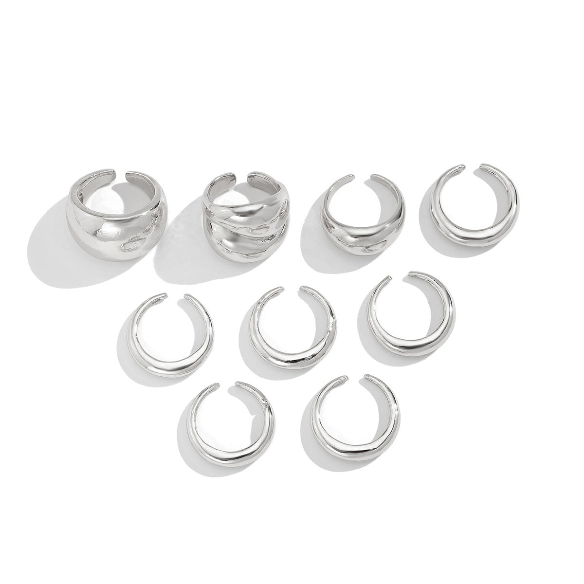 Ins Minimalist Style Trendy Exaggerated Mirror Versatile Ring Personality Alloy Hugging Ring