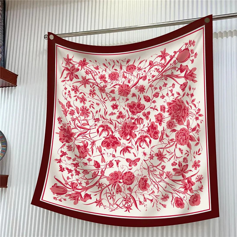 New Year Gift 90cm Large Square Scarf Scarf Women'S Scarves Spring And Autumn Style Fashion Shawl European American Twill Print