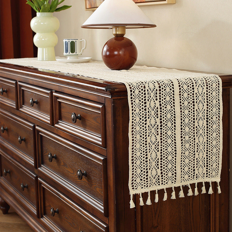 Henggang American Country Style Handwoven Table Runner Tablecloth Strip Tablecloth Coffee Table Cloth Tea Mat Cotton Linen Artistic Table Runner Wholesale