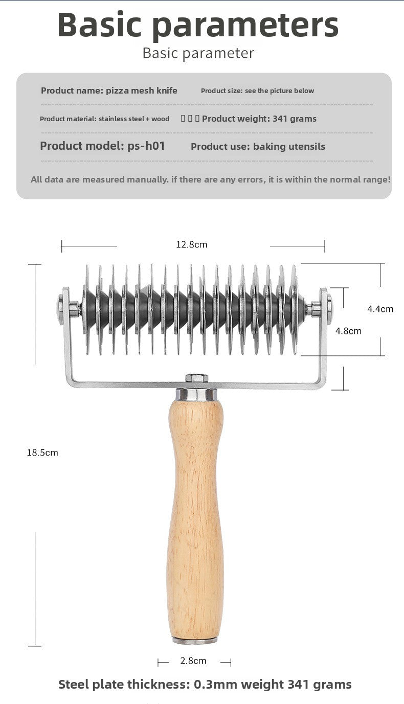 Stainless Steel Pizza Roller Knife Snack Drum Knife Roller Knife Oak Flour Stick Rolling Pin Creative Baking Tools