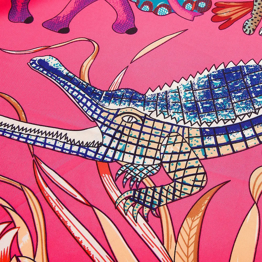 130x130CM Twill Silk Square Scarf Animals Print Women Scarves&Wrap Giraffe Neckerchief Spanish Large Bandana Neck Shawl Wraps