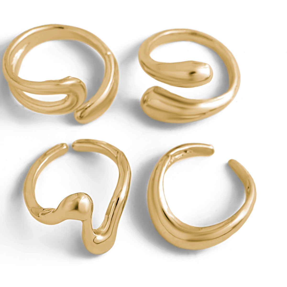 Hand Jewelry Personality Smooth Irregular Geometric Joint Ring Hip Hop Style Women's Ring Set