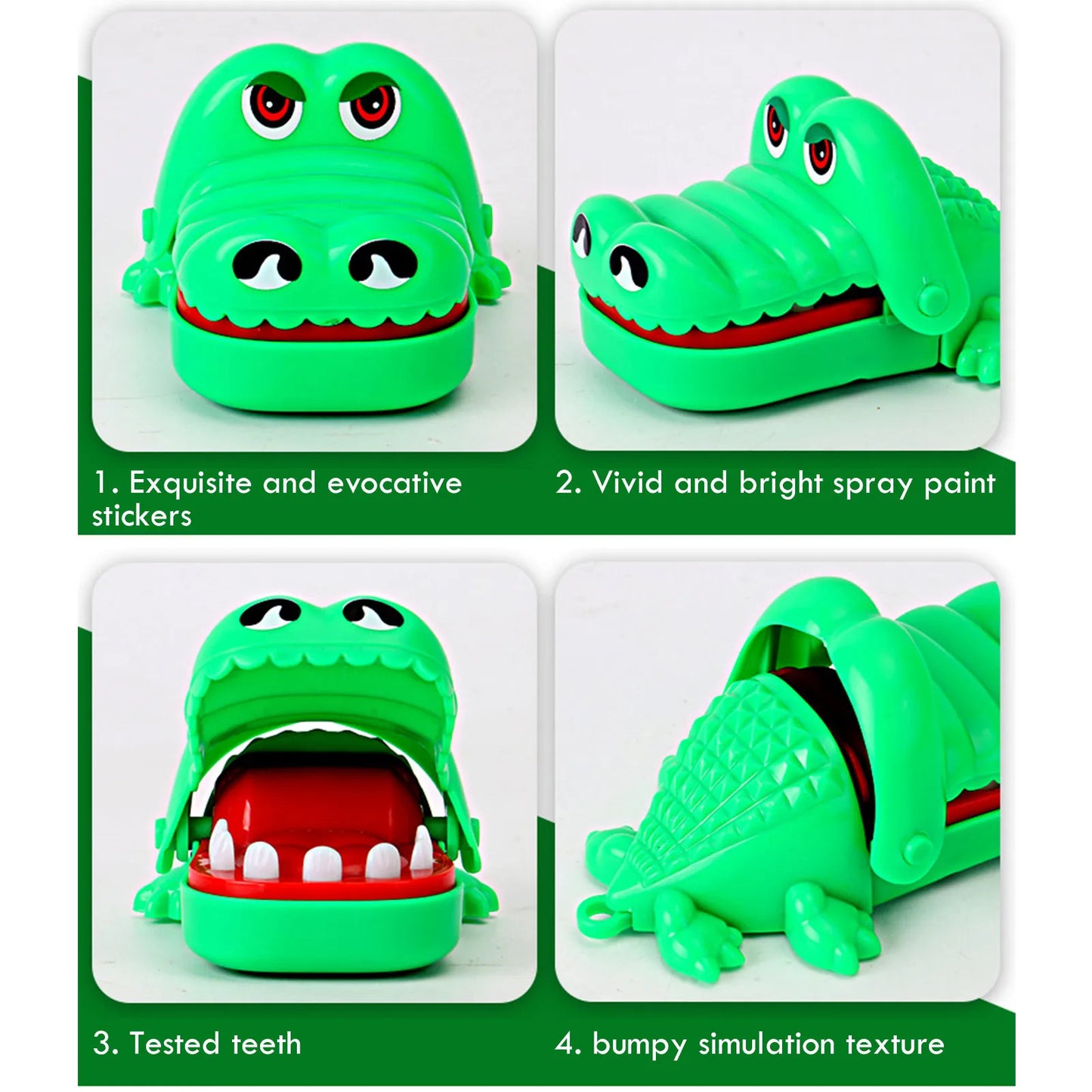 Crocodile Teeth Dentist Game ABS Crocodile Biting Finger Game Family Tabletop Party Toy Funny Gags Toy with Keychain for Kids