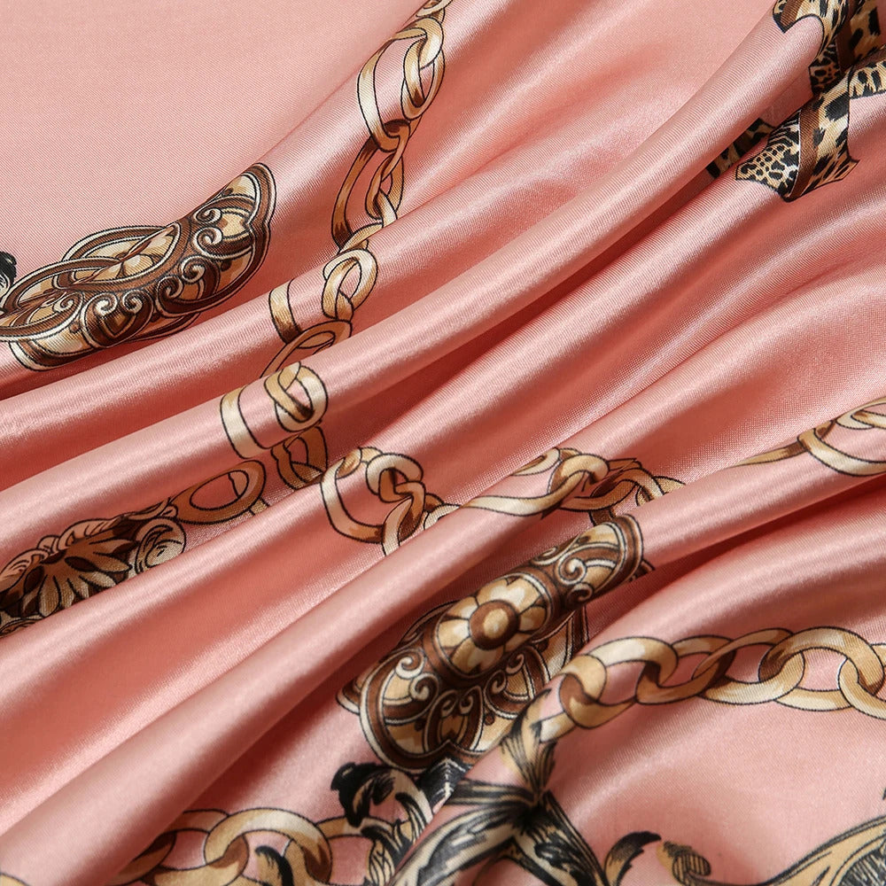 90*90cm Silk Satin Square Scarf Women Leopard Printed Headband Luxury Designers Scarf Handkerchief Foulard Silk Hair Band