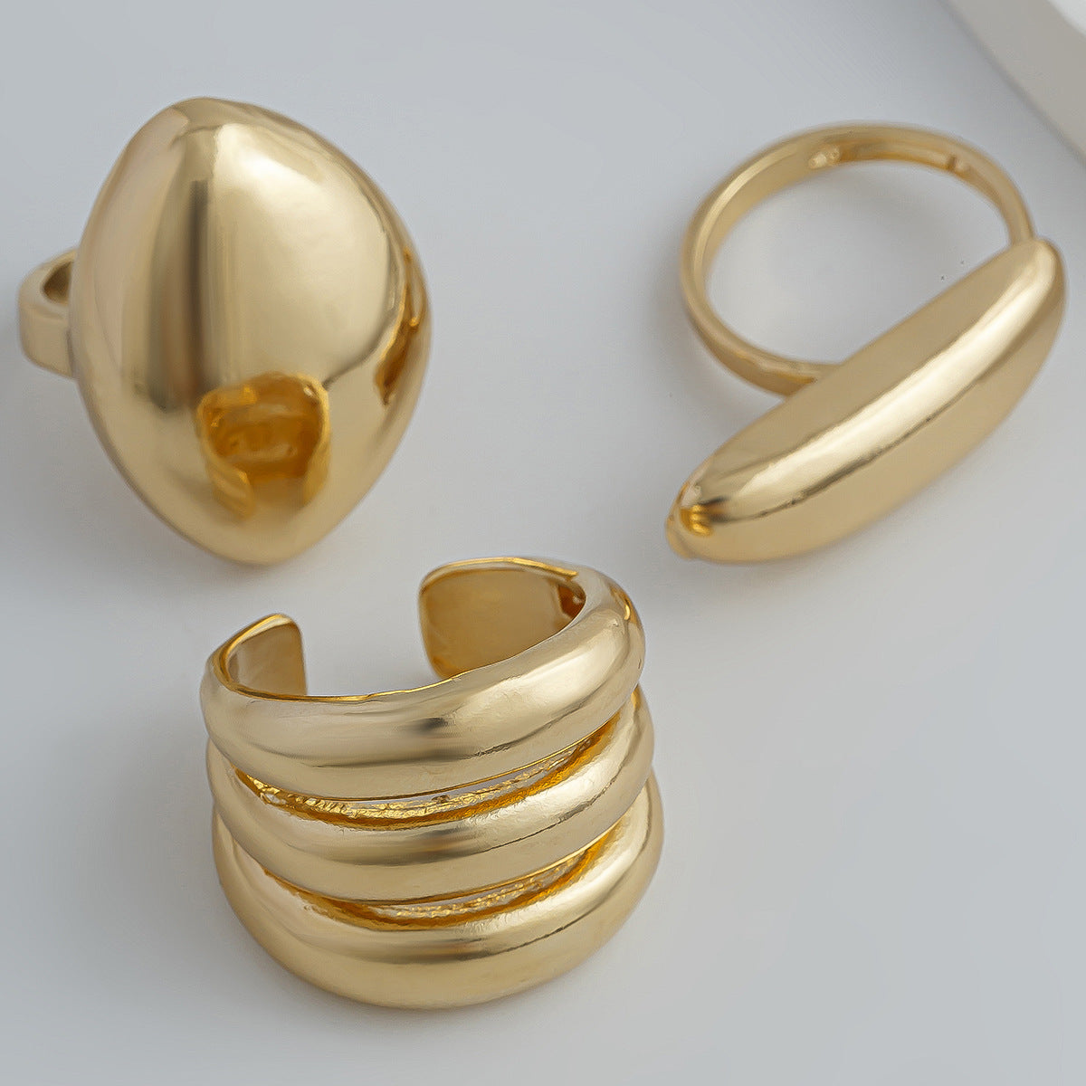 Hand Jewelry Personality Smooth Irregular Geometric Joint Ring Hip Hop Style Women's Ring Set