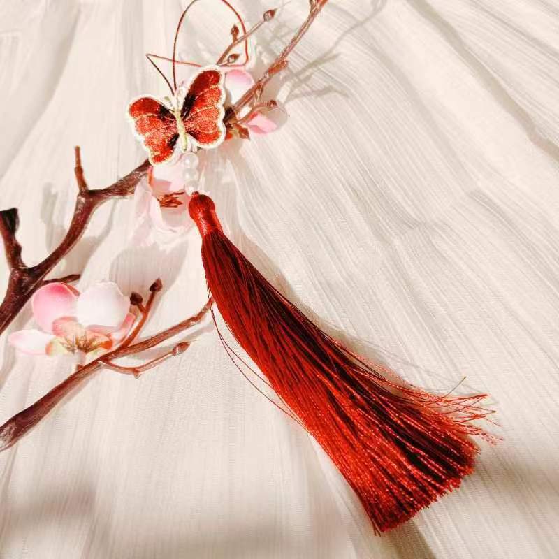 Ancient Style New 22-Color Embroidery Butterfly Tassel Hanfu Horse-Face Skirt National Style Children's Clothing Small Tassel Decorative Pendant