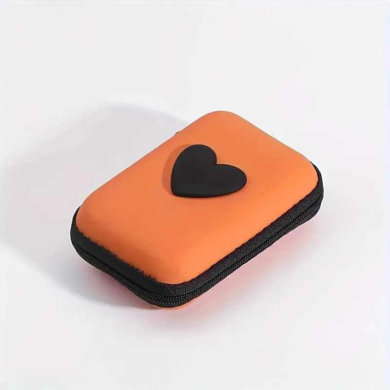 3D Love Heart Headphone Data Cable Storage Bags Charger Power Bank Rectangular Box Zipper Bag Pocket Pouch