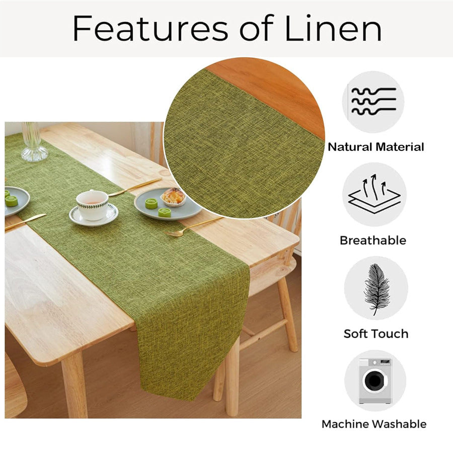 Nordic Bedside Towel Solid Color Linen Simple Style Long Table Runner Tea Flag Cloth Sideboard New Chinese Style Tea Table Towel