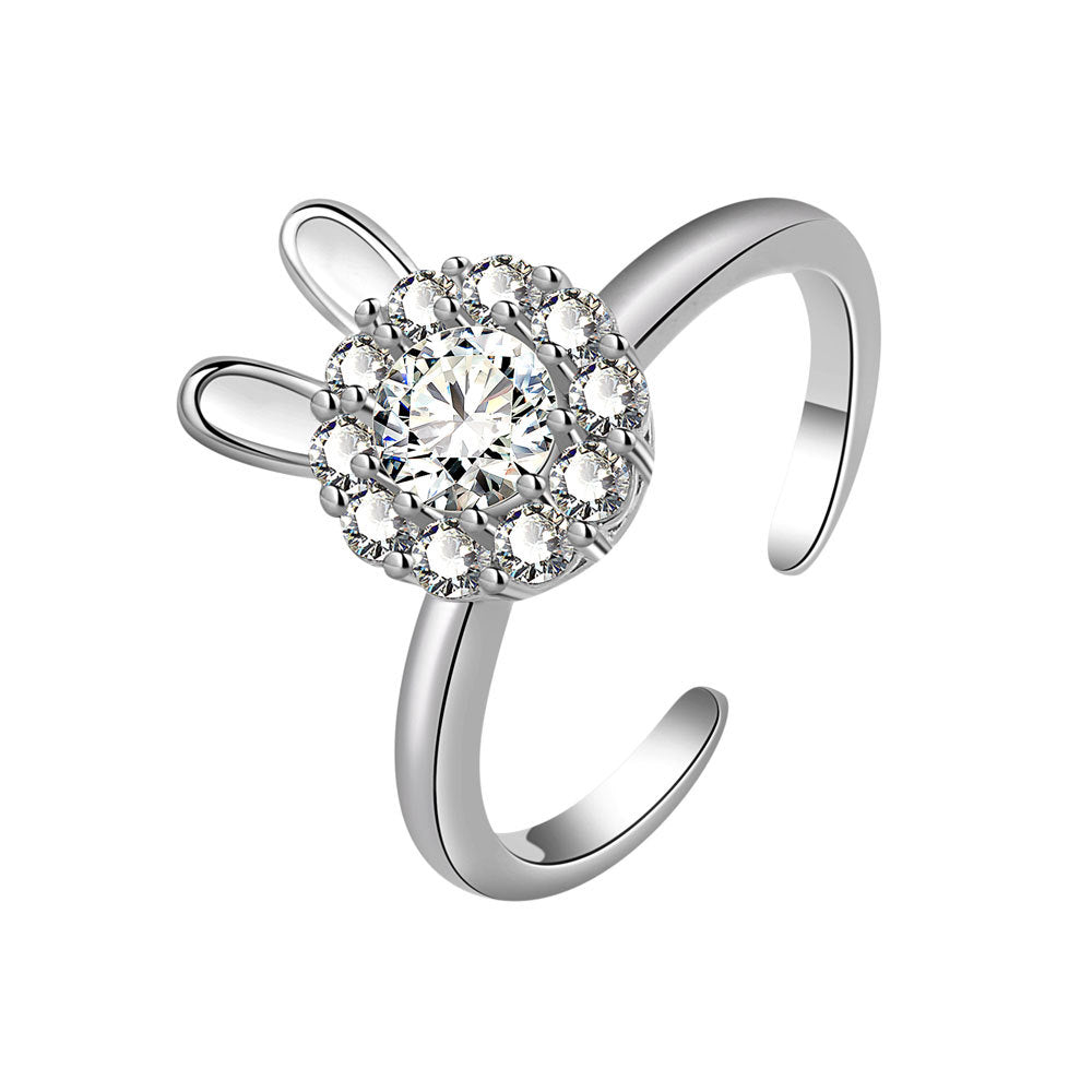 Smart Rabbit Ring for Women, Rotatable Ring, Light Luxury Niche Design, Index Finger Ring, New Trendy Style