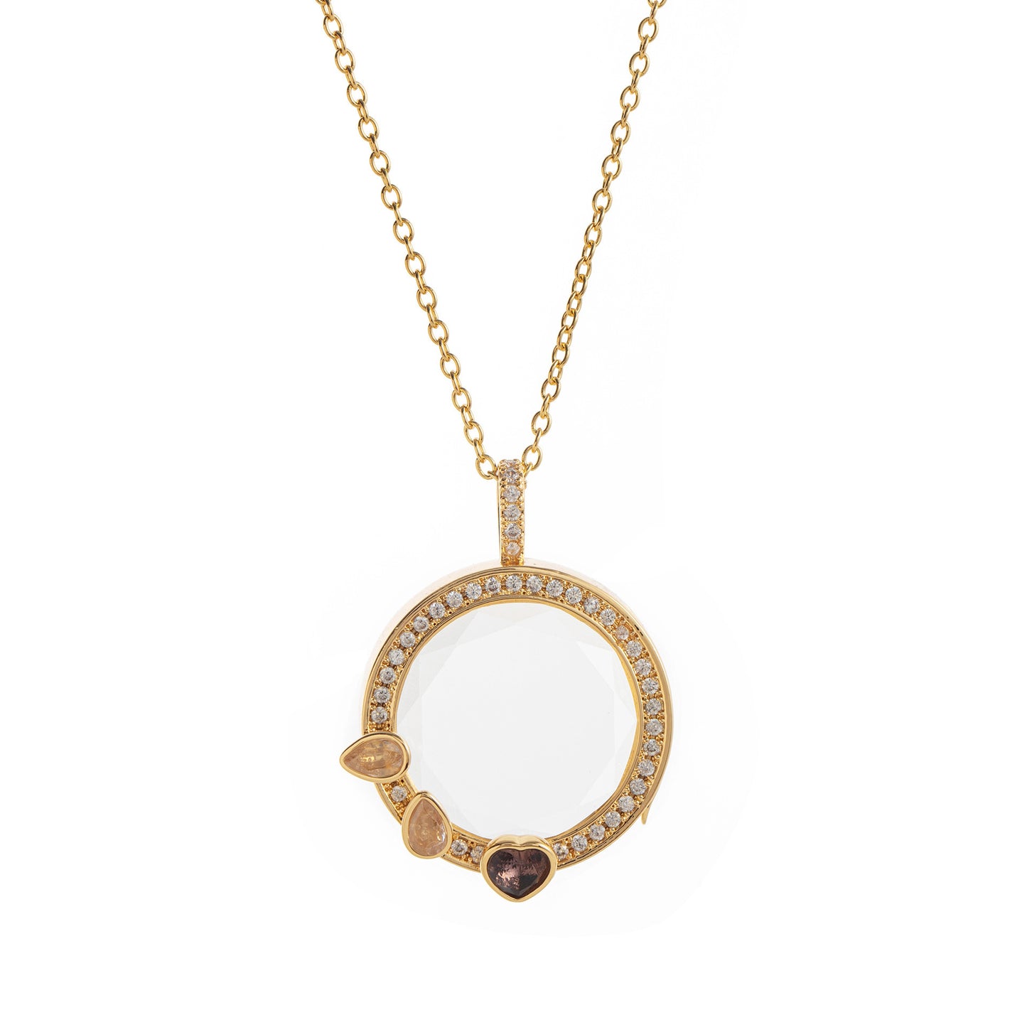 Retro Personality Photo Box Pendant Necklace Openable DIY Pendant Hollow Design Transparent Box 18K Gold Color Retention