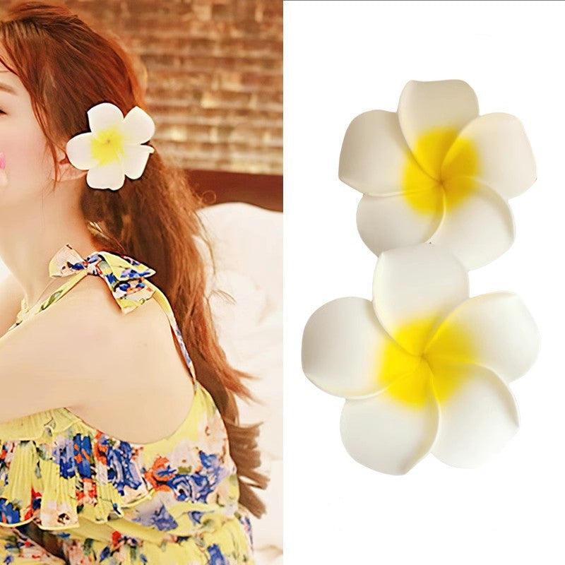 Dai People Dress up Seaside Vacation Plumeria Rubra Barrettes Travel Headdress for Taking Photos Flower Side Clip Small Size Fairy Hairpin