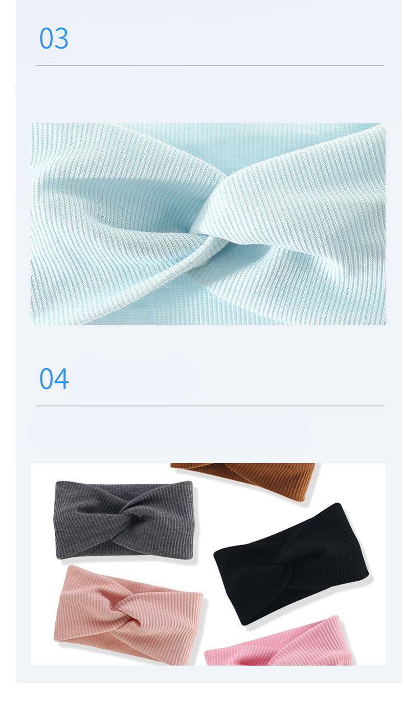 Bohemian Sports Wide Headband Foreign Trade Style Ribbed Cotton Cross Yoga Sports Elastic Headband