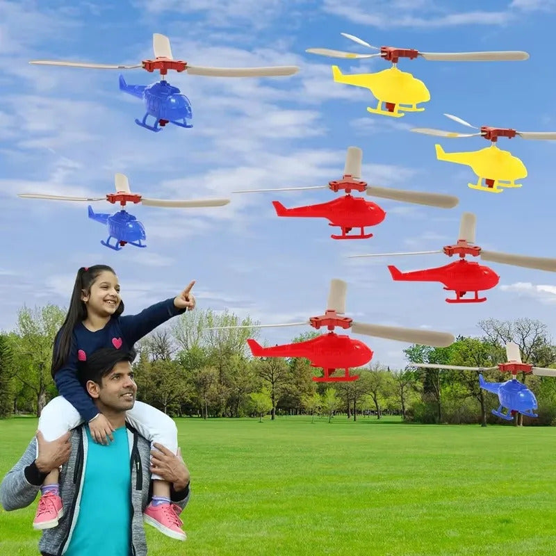 Pull Line Helicopter Fly Drawstring Small Plane Outdoor Game Draw Rope Take-off Interactive Toy Educational Toys Children's Gift