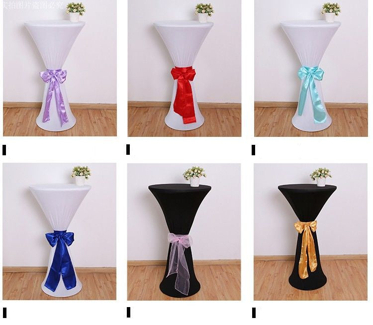 Elastic Round Table Cover Cocktail Table Cover Bar Table Cover Tablecloth Exhibition Hotel Banquet Decorative Tablecloth Round Table