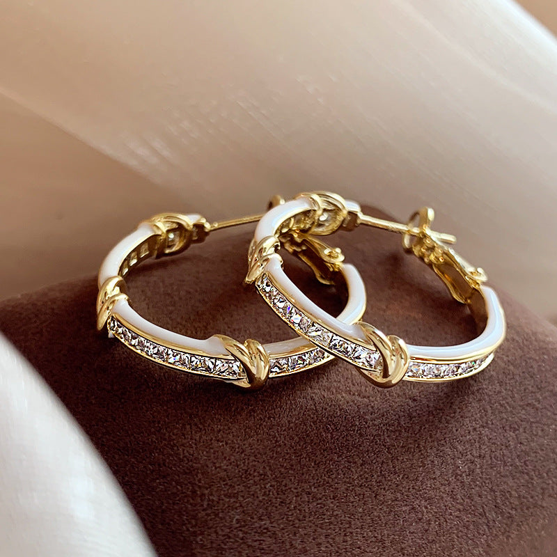Simple Heart Circle Earrings Fashion Versatile Geometric Ear Clips Ear Studs Light Luxury High-end Feel Earrings for Women