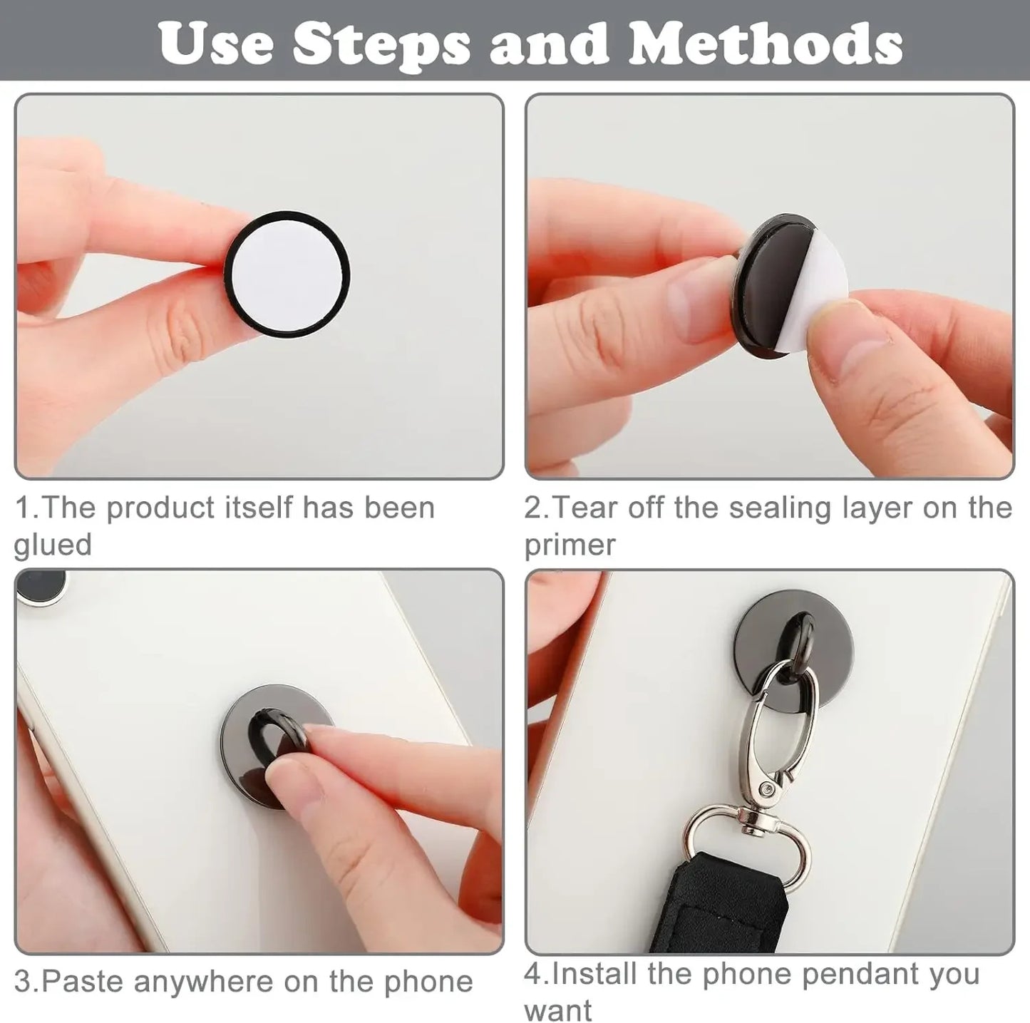 Mini Kawaii Adhesive Metal Heart Phone Charm Holder Cute Phone Case Finger Ring Stand Hooks Buckle DIY Charms Clasp For iPhone