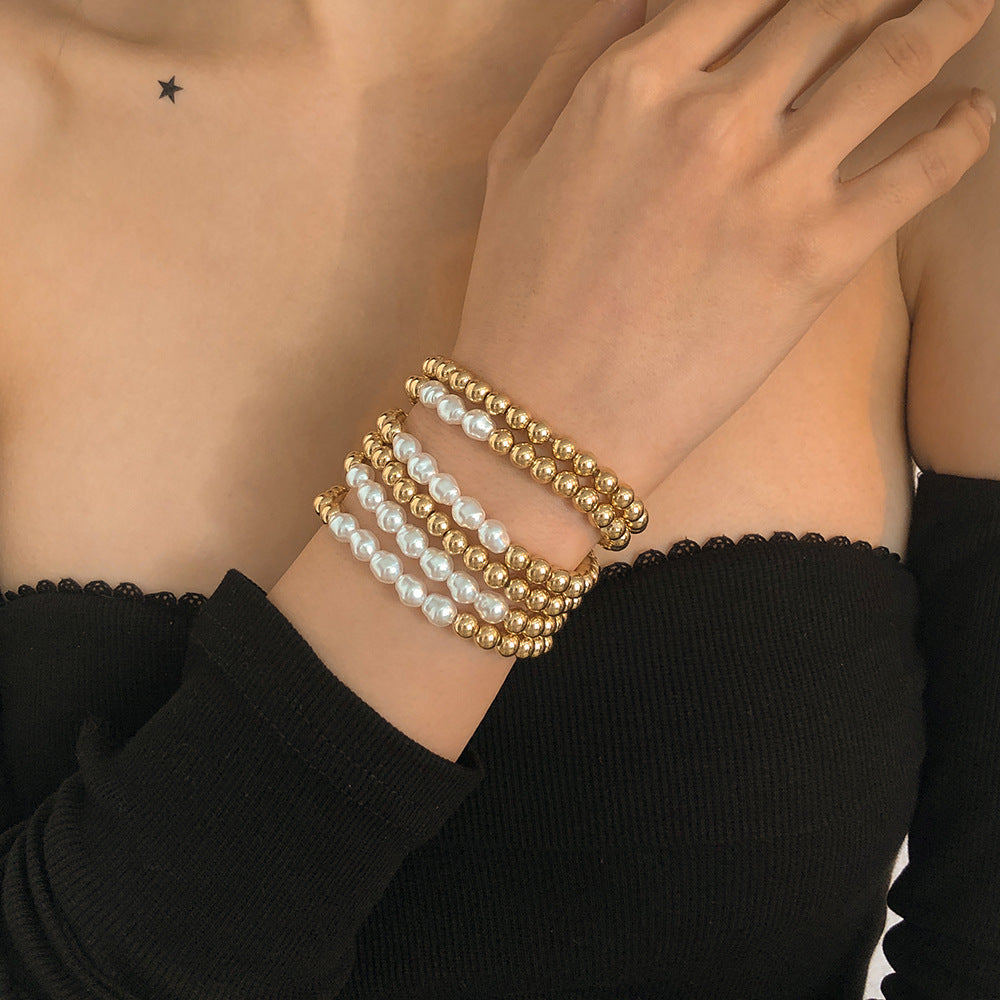 New Exaggerated Alloy Thick Chain Multi-layer Bracelet for Women European and American Fashion Gold Bangle