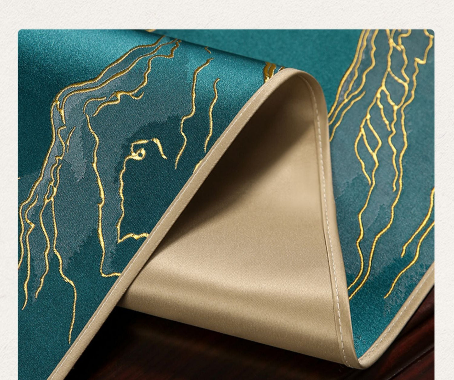 Luo Yi Jia New Chinese Zen Style Table Runner Tea Tablecloth Long Strip Light Luxury High-end Tea Mat Tea Table Mat Dining Table Runner