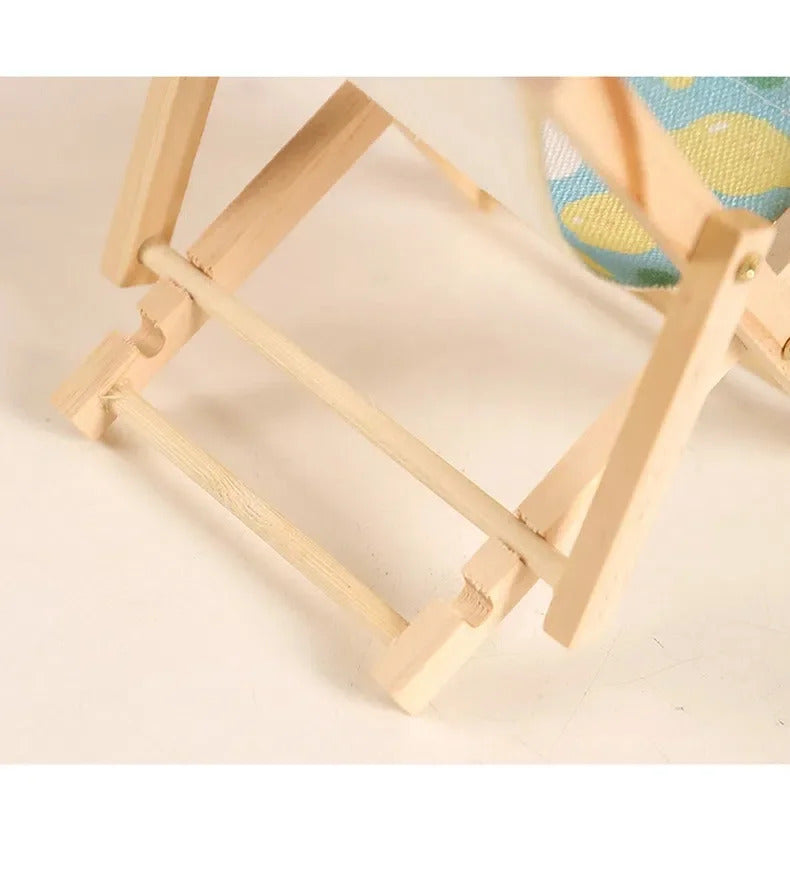 Hot Labubu Wooden Beach Chair Mini Doll Folding Chair Toy Phone Stand Desktop Cute Creative Decoration Photo Props Idol Gifts