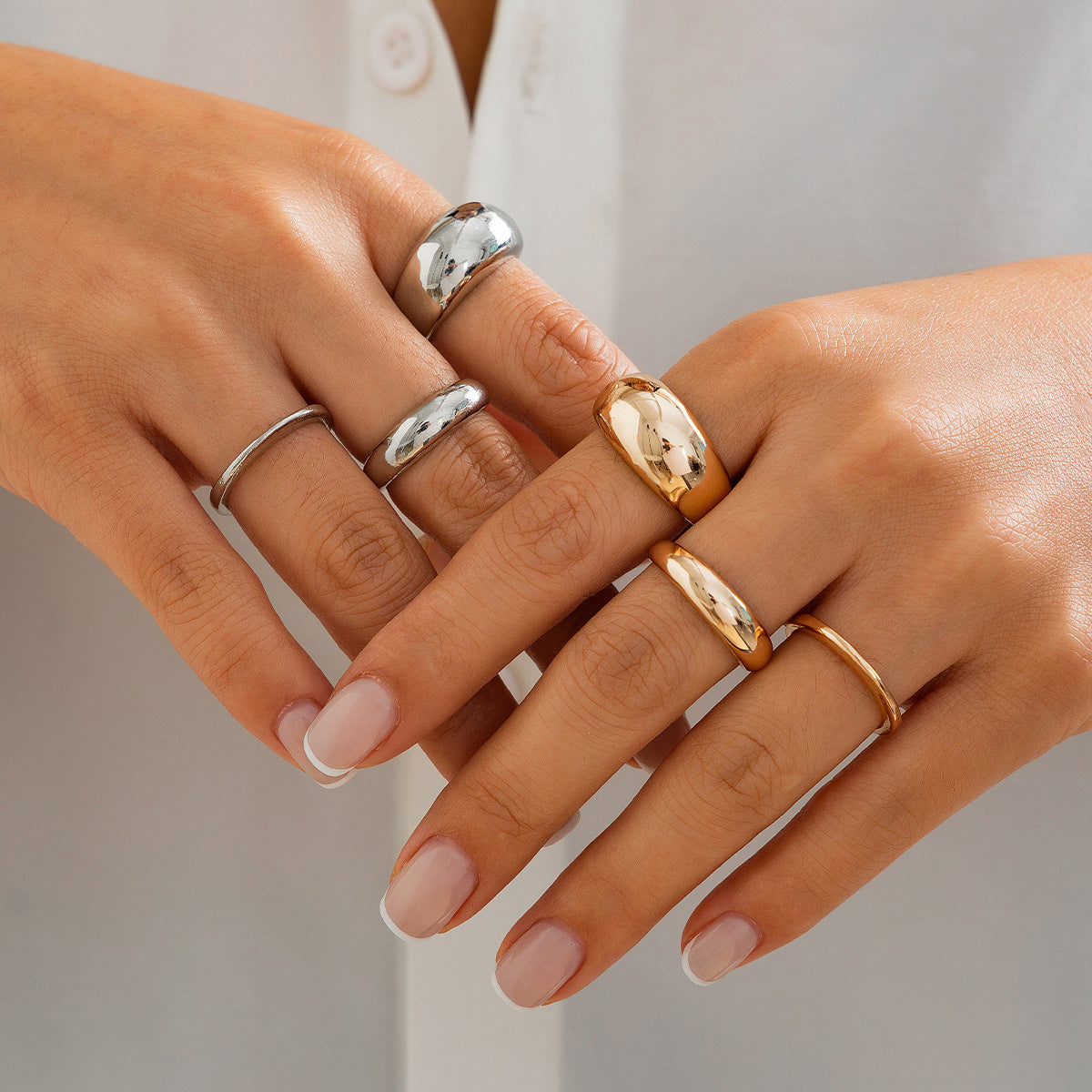 Ins Minimalist Style Trendy Exaggerated Mirror Versatile Ring Personality Alloy Hugging Ring
