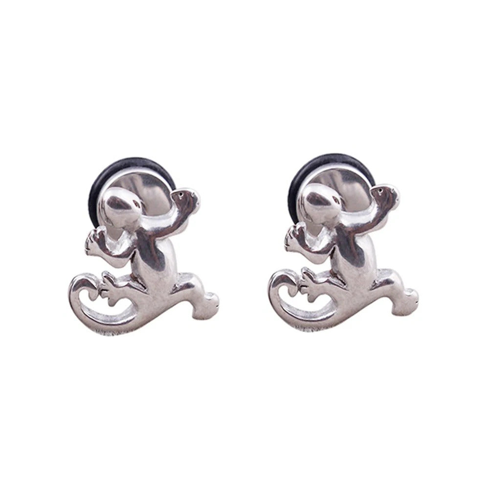 2023 Punk Stainless Surgical Steel Women Men's Stud Earrings Small Gothic Geometry Skeleton Rock Zircon Hip Hop Jewelry Earrings