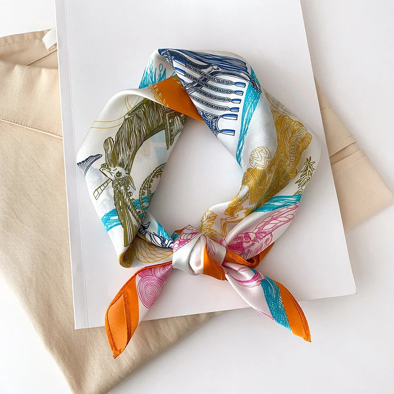 Scarf 100% Silk Bandana Women Square Scarves Wrap Kerchief Mulberry Spring Fashion Luxury High Quality Headband Hijab Shawls