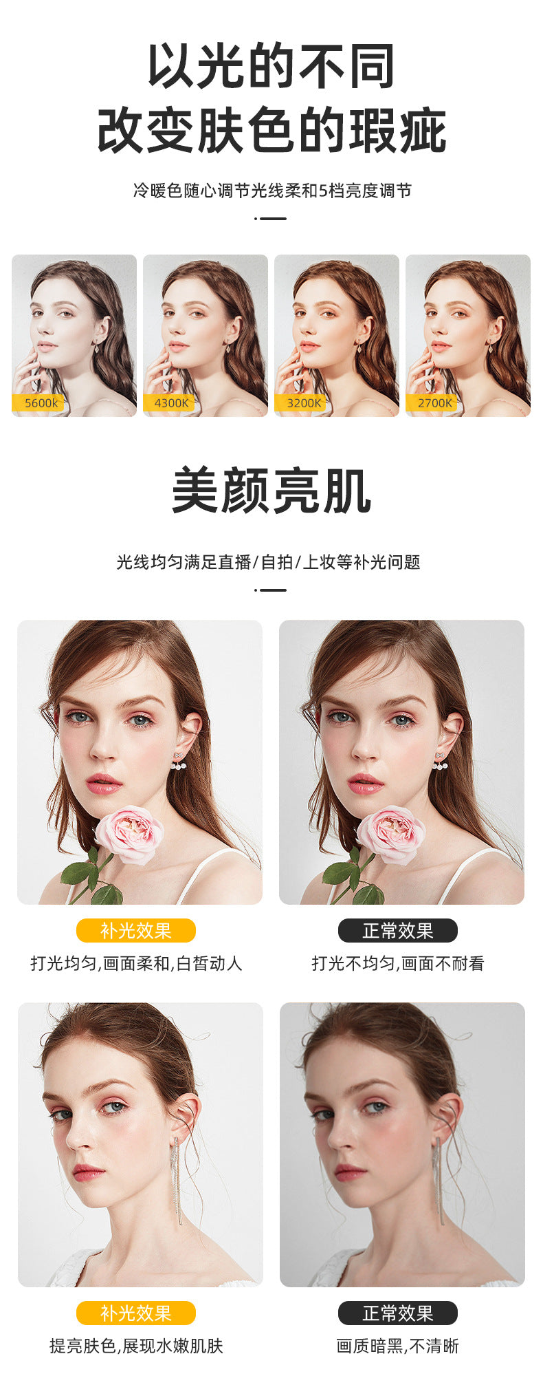 Beauty Magnetic Selfie Phone Fill Light with Built-in Makeup Mirror buy one, get one free