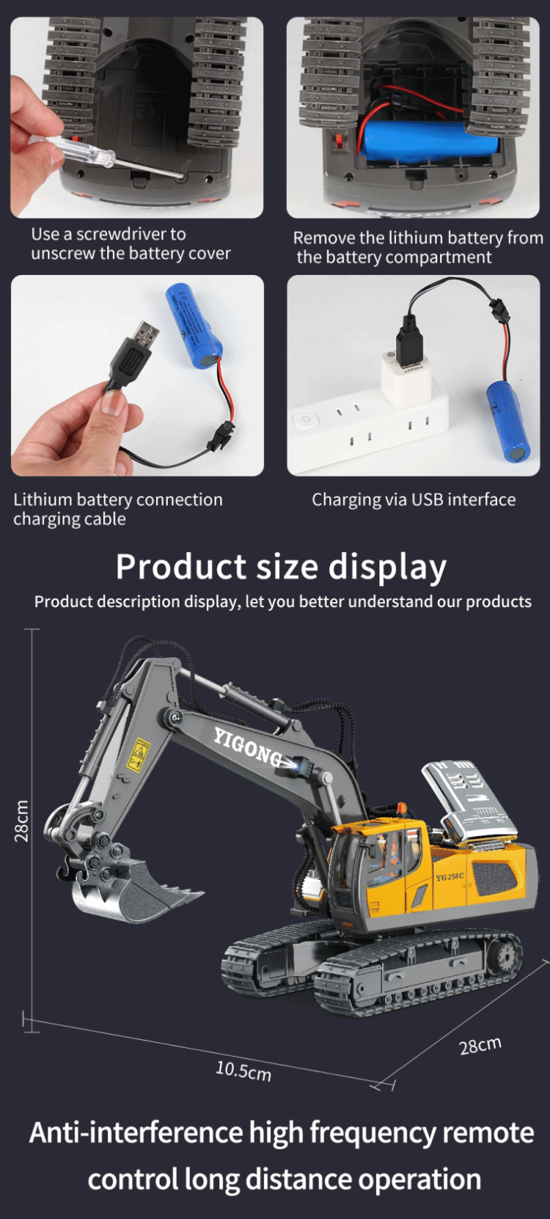 2.4G Remote Control Excavator Dump Truck RC Model Car Toy Professional Alloy Plastic Simulation Construction Vehicle for Kids